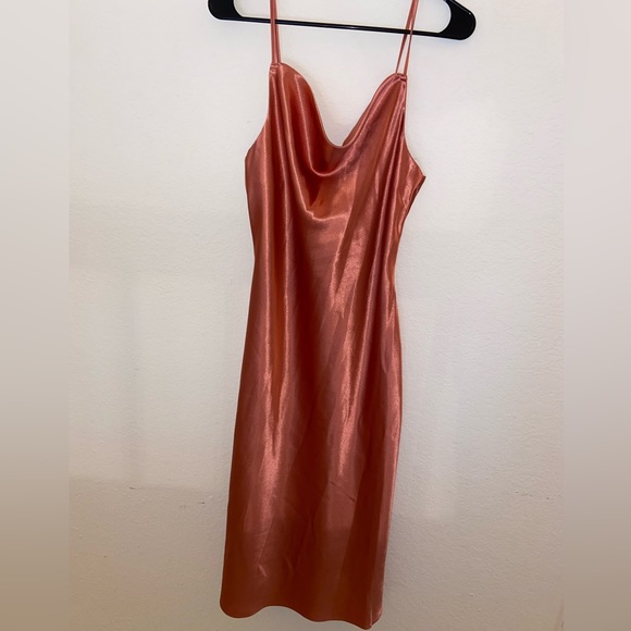 Birdy Grey Dresses & Skirts - STUNNING Copper Shiny Silky Midi Dress Size M